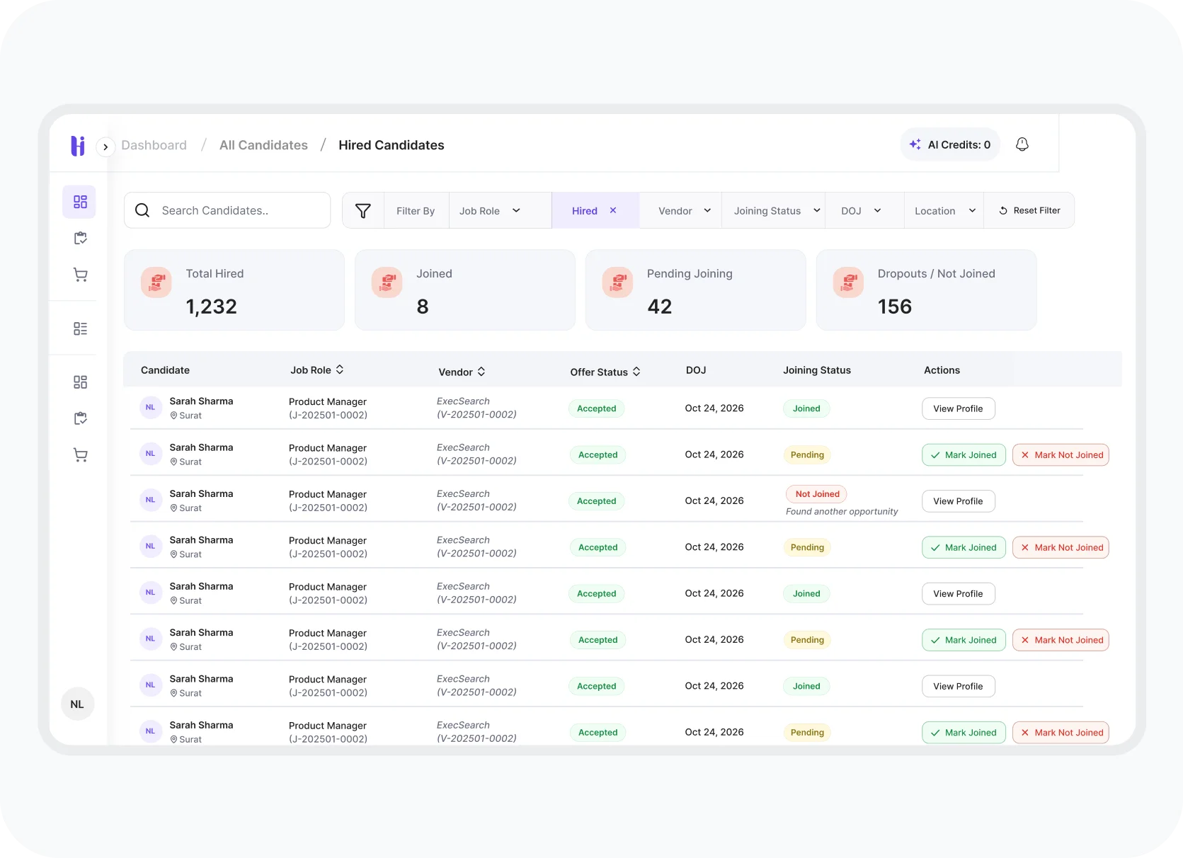 Finalize Hiring